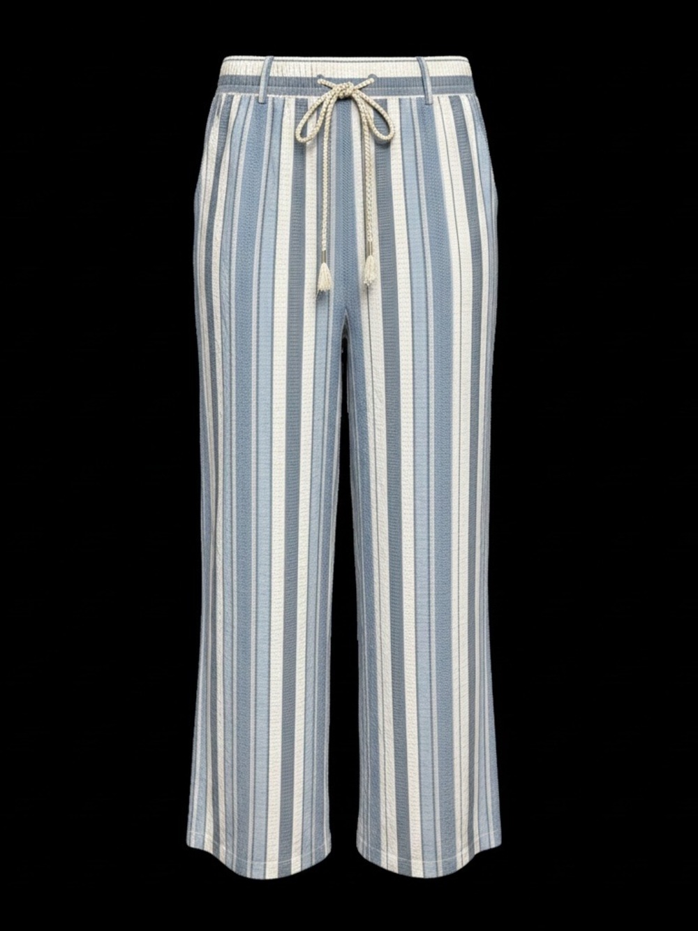 Frye and Co. Blue and White Vertical Striped Linen Pants Size XL 
Brand new